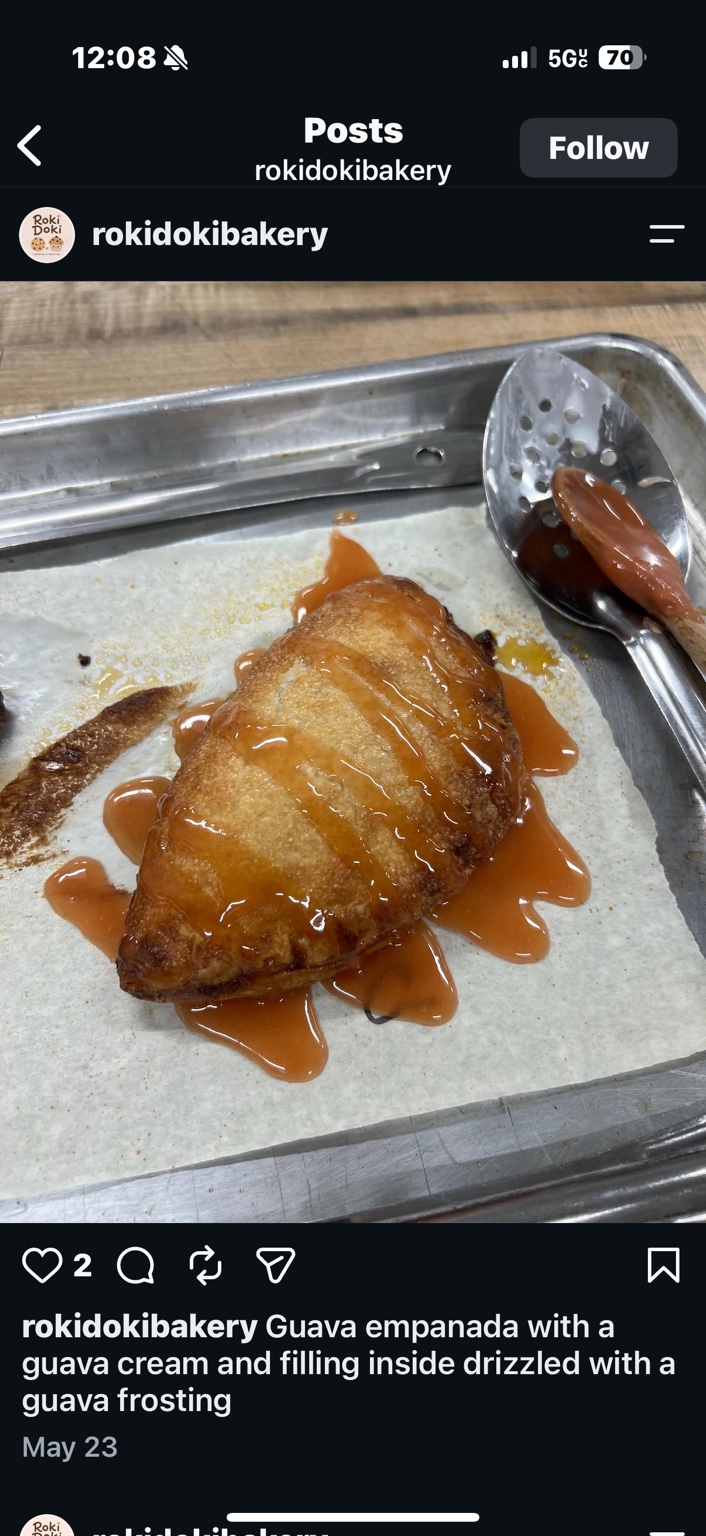 Guava empanada drizzled with guava frosting